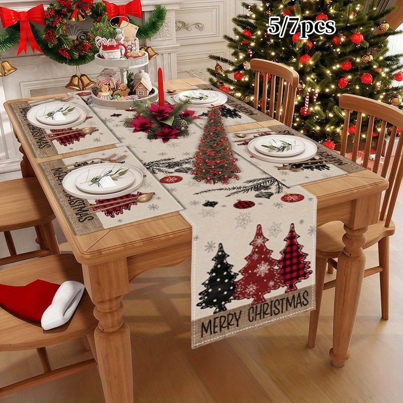 Christmas Table Runner - Amerikaanse landelijke kersttafel loper placemats set