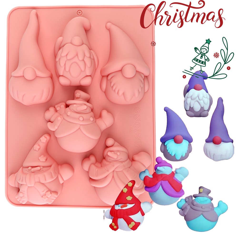 Holiday Candle Set - 6-delige siliconen bakvorm voor kerstgnome-cakes, geschikt