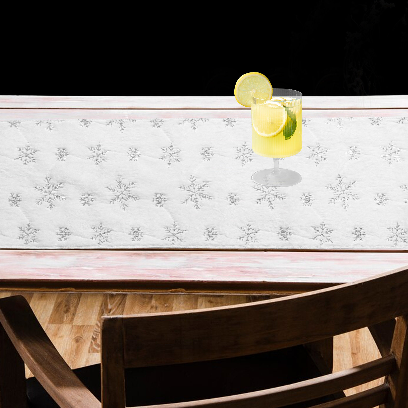 Christmas Table Runner - Pailletten Sneeuwvlok Kerst Tafelloper Wit Winter