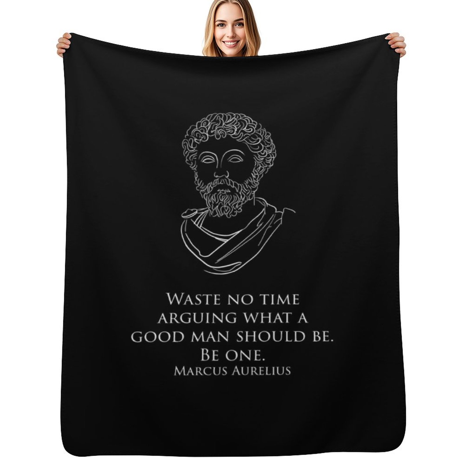 Christmas Throw Blanket - Marcus Aurelius - Verschwend geen tijd