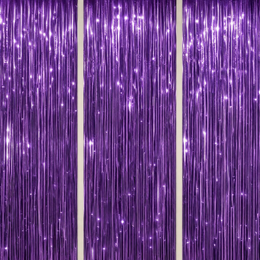 Tinsel Garland Decoration - Folie franje achtergrond paars glanzend tinsel