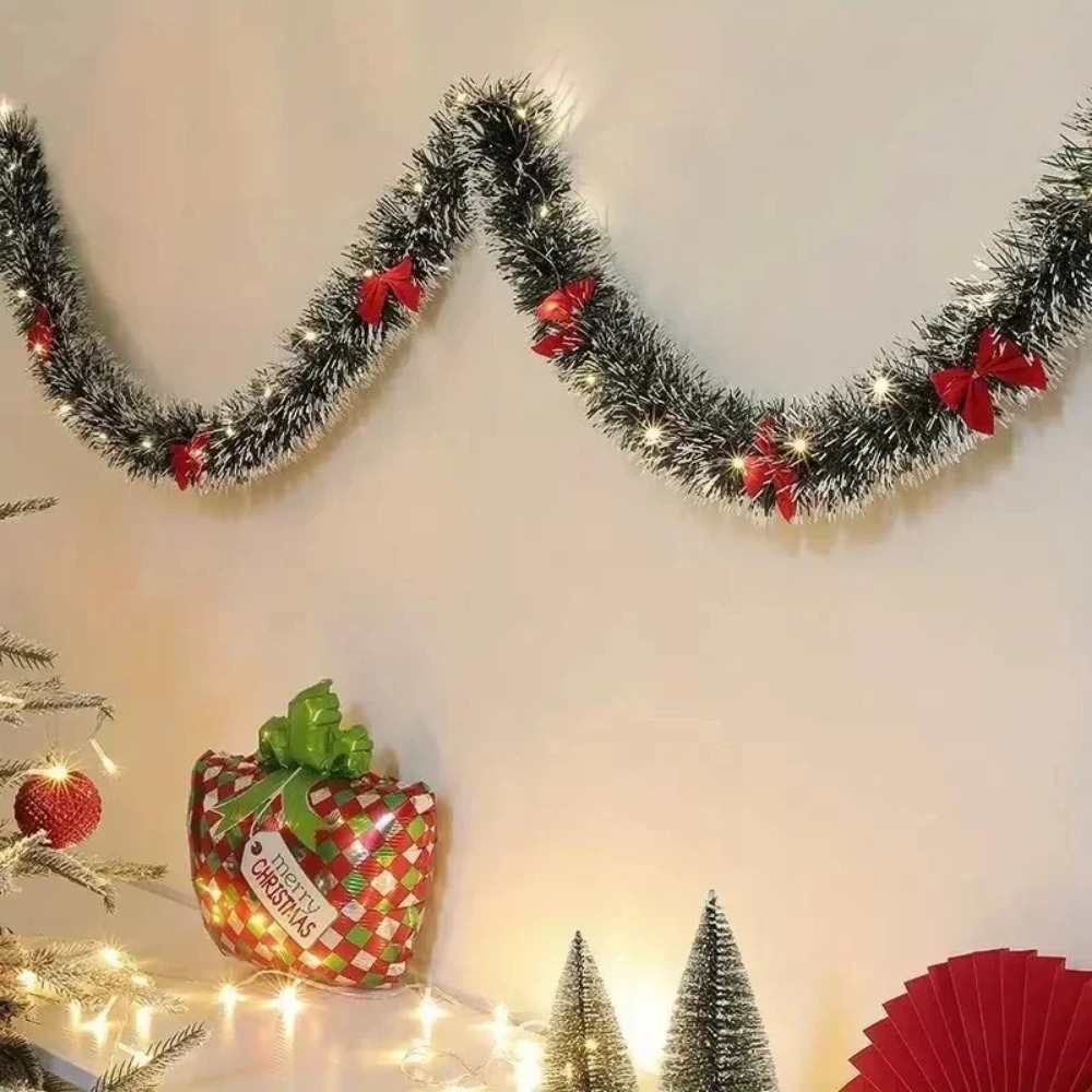 Tinsel Garland Decoration - Kerstklatergoudslinger Kunstkerstslinger met LED-verlichting Kerst Metallic