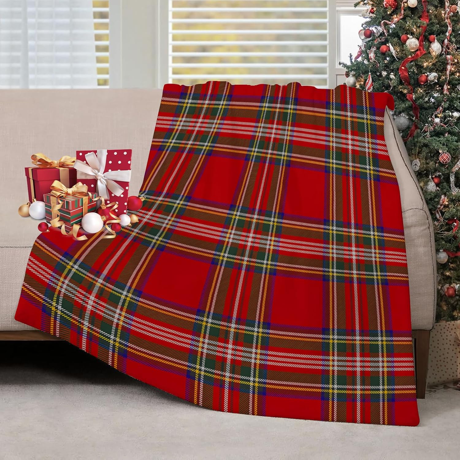 Christmas Throw Blanket - Kerst geruite dekens Schotse tartan boerderij