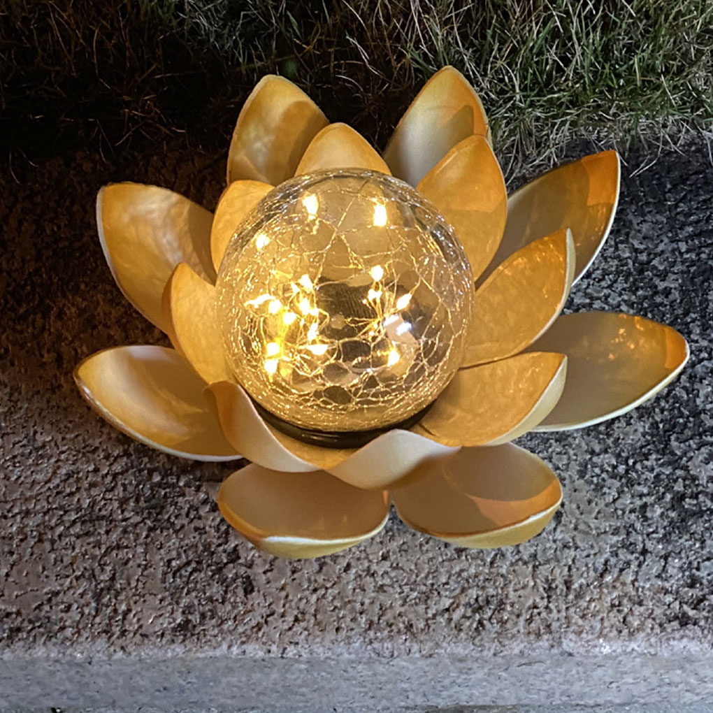 Christmas Lights Outdoor - Lotusvormige Tuin Solar Lights Gebarsten Glazen