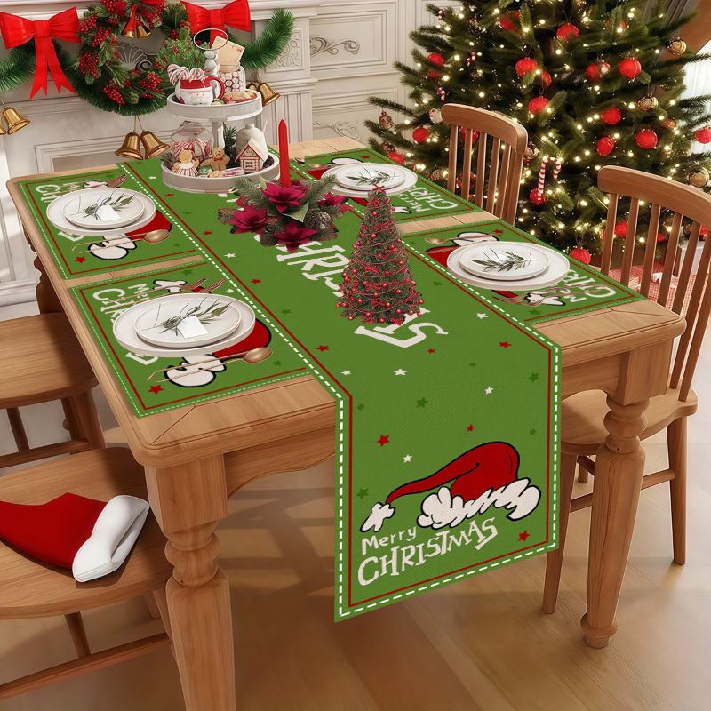 Christmas Table Runner - VIKAMA Leuke cartoon kersttafelloper placemats set
