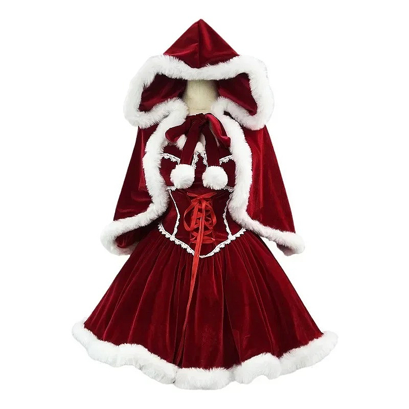 Elf Costume Christmas - Nieuwjaar Rode Jurk Mantel Cosplay Plus