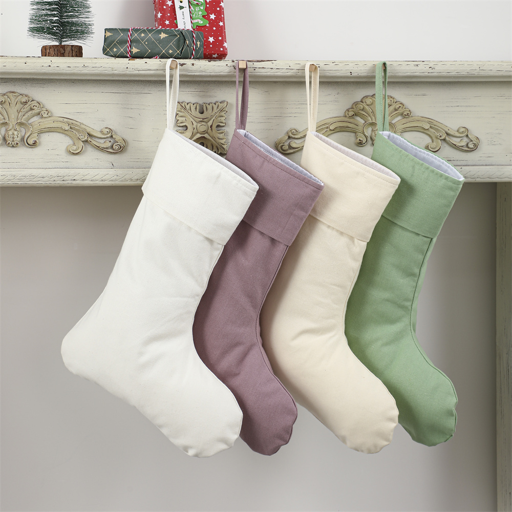 Christmas Stocking Hanging - Linnen kerstsokken, natuurlijke effen sokken, haarddecoratie