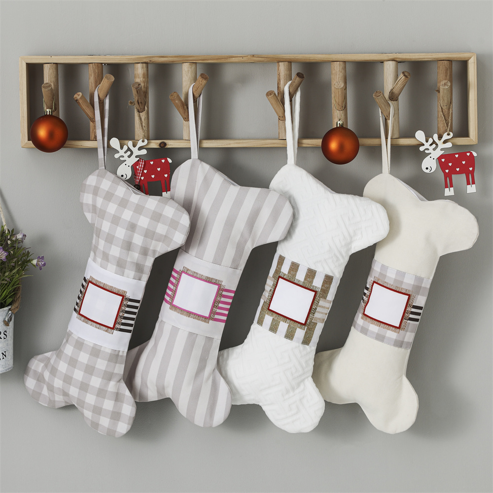 Christmas Stocking Hanging - Geruite Huisdier Kerstsok Voor Honden Bot