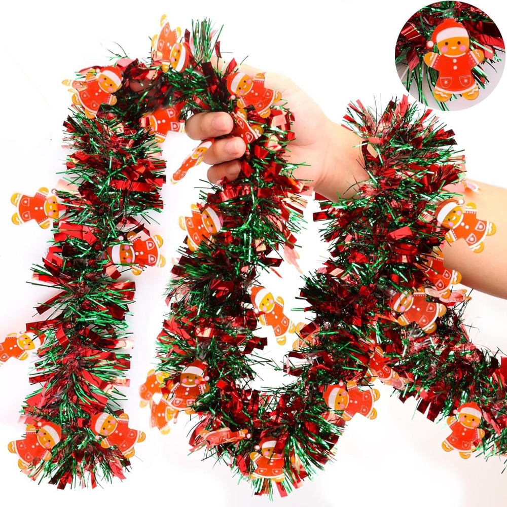 Kerstglinstergordijn rood groe - Tinsel Garland Decoration recensie en prijs