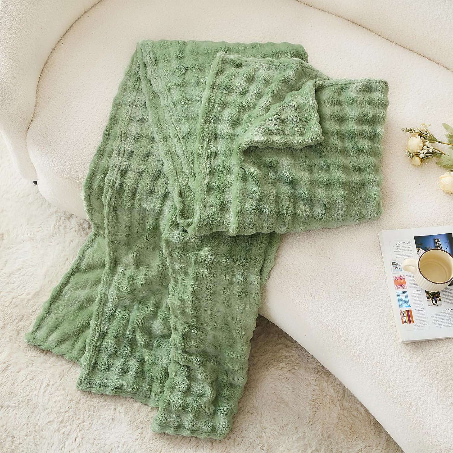 Saliegroene Bubble Fleece Deke - Christmas Throw Blanket recensie en prijs