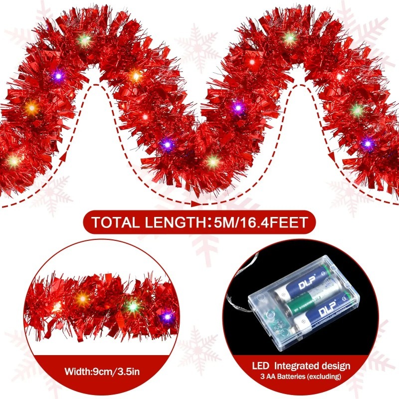 Op batterijen werkende kerstgl - Tinsel Garland Decoration recensie en prijs