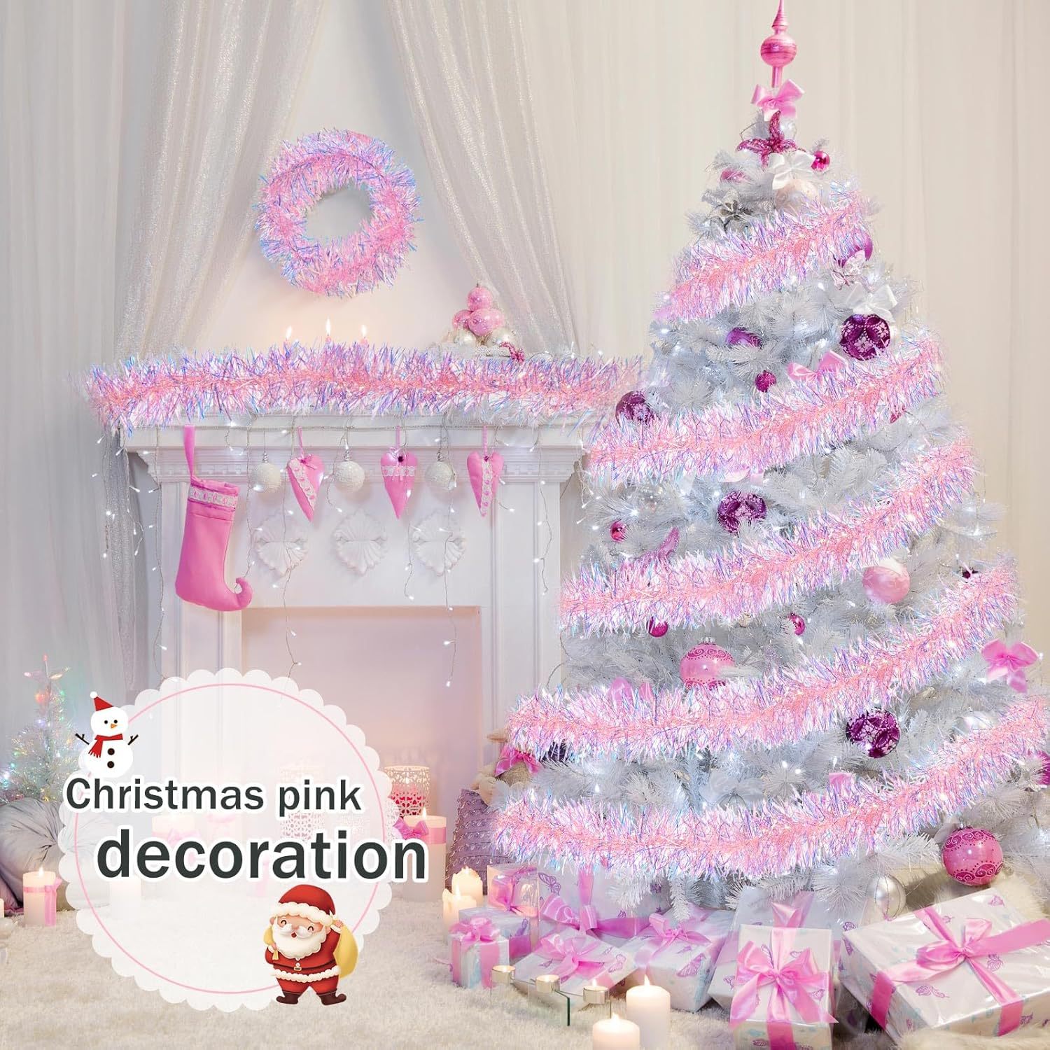 1-10 STKS Roze Klatergoud Garl - Tinsel Garland Decoration recensie en prijs