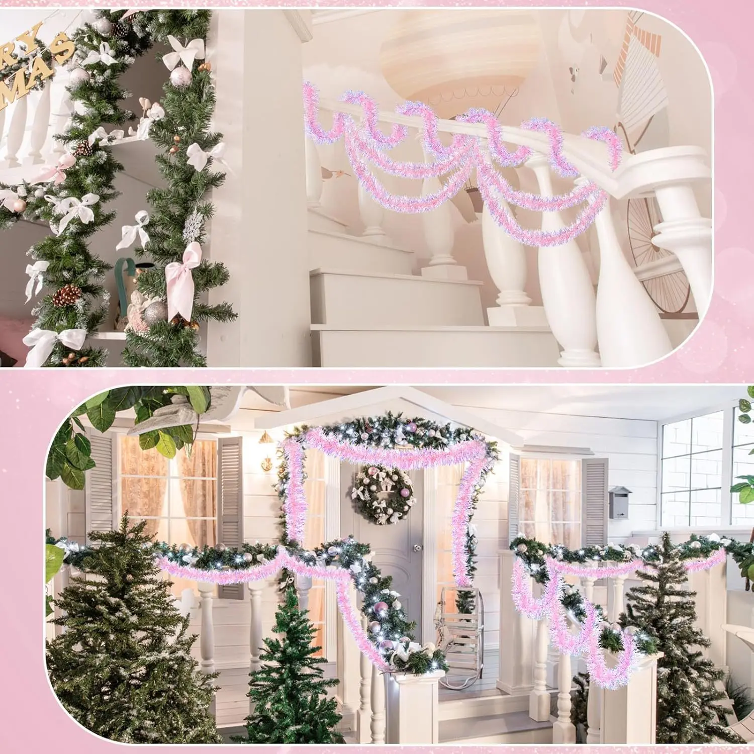1-10 STKS Roze Klatergoud Garl - Tinsel Garland Decoration recensie en prijs