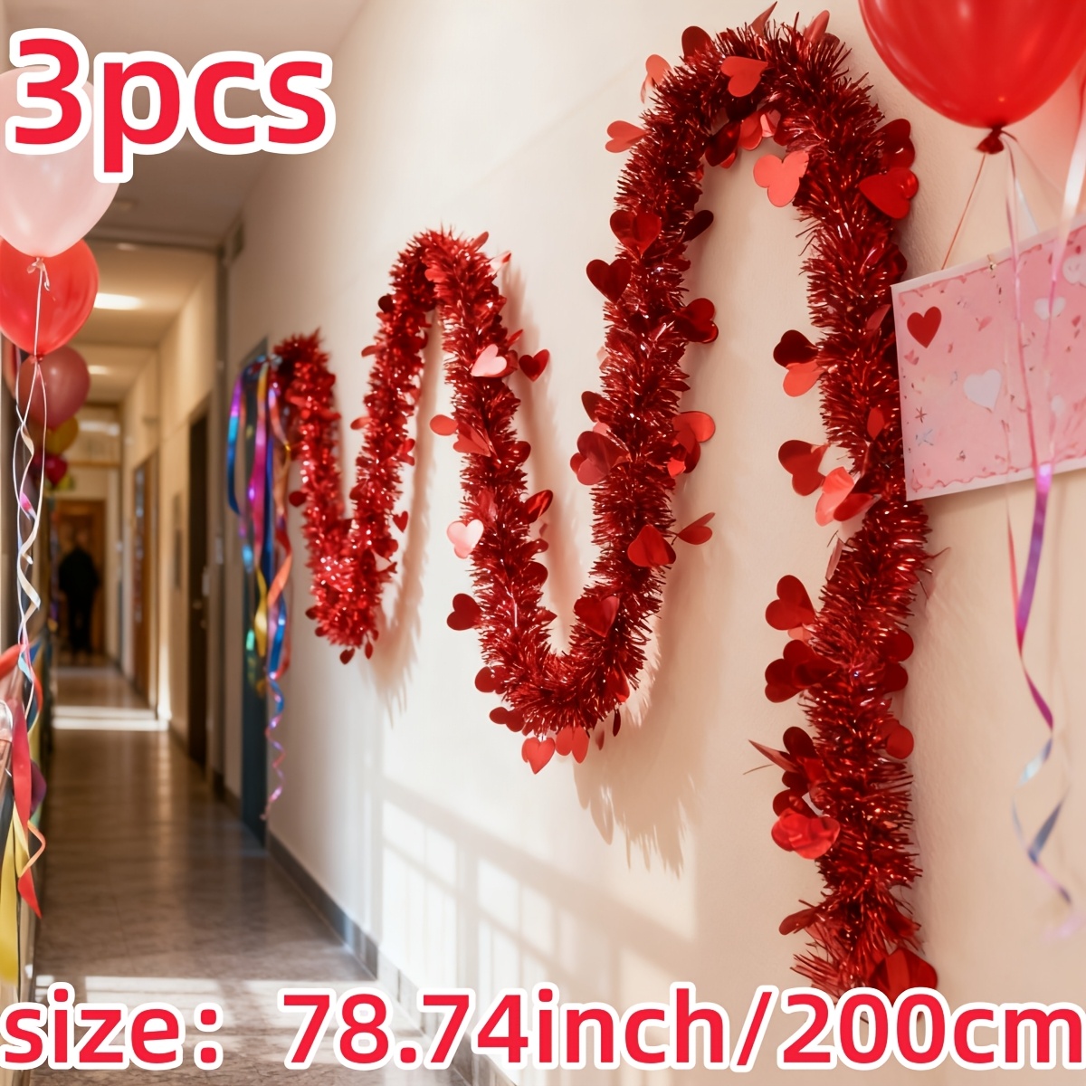 3 stuks rode hartvormige plast - Tinsel Garland Decoration recensie en prijs