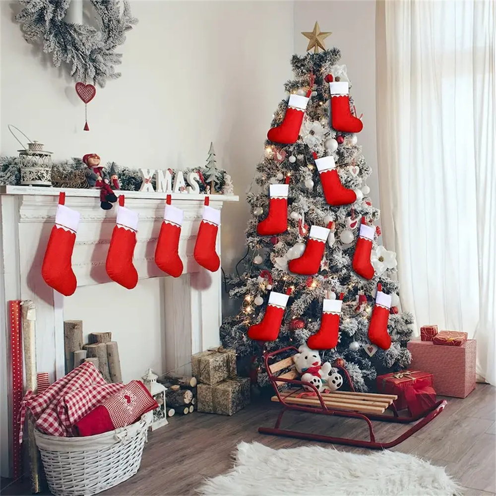 12 stuks rood vilt kerstkousen - Christmas Stocking Hanging recensie en prijs