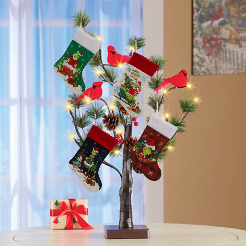 Kerstsok Grinch Sok Elf Gift B - Christmas Stocking Hanging recensie en prijs